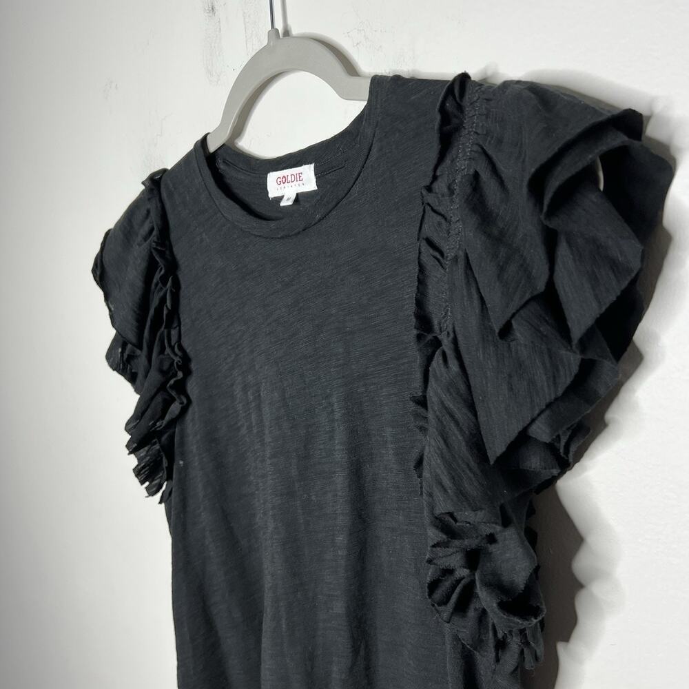 Goldie Black Ruffle Sleeve Women's Tee